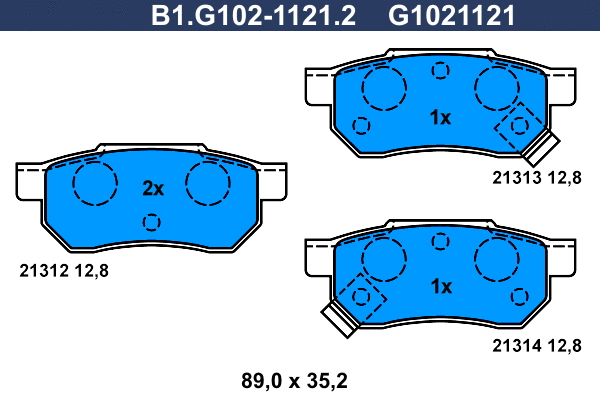 Kit de plaquettes de frein, frein à disque GALFER B1.G102-1121.2