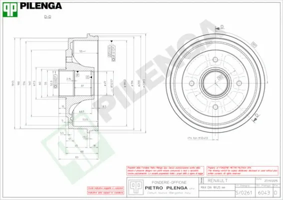 Tambour de frein PILENGA 6043