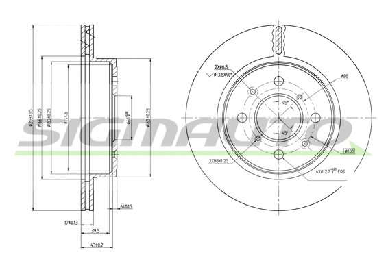 Disque de frein SIGMAUTO DBB509V