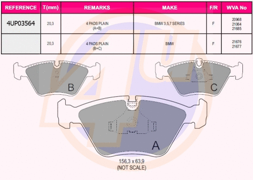 Kit de plaquettes de frein, frein à disque 4u 4UP03564