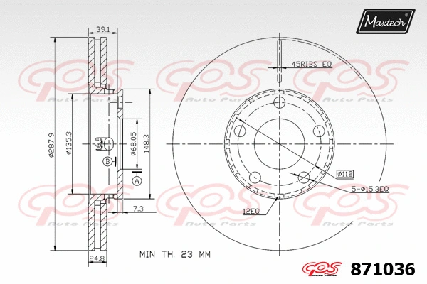 Disque de frein MAXTECH 871036