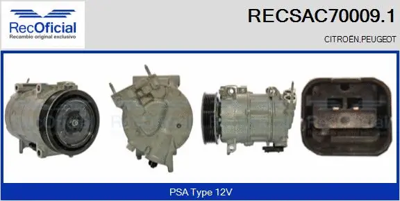 Compresseur, climatisation RECOFICIAL RECSAC70009.1