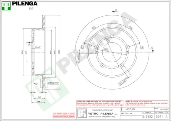 Disque de frein PILENGA 5391