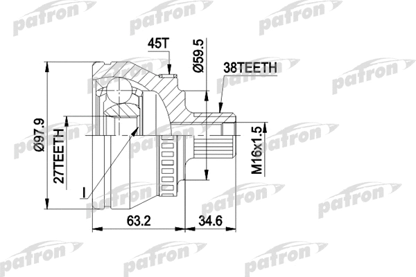 Jeu de joints, arbre de transmission PATRON PCV1267