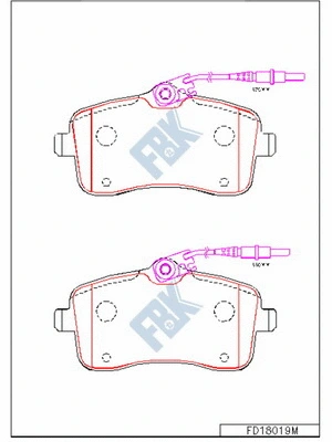Kit de plaquettes de frein, frein à disque FBK FD18019M