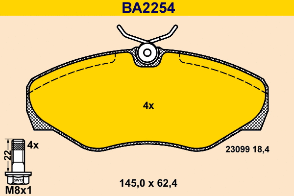 Kit de plaquettes de frein, frein à disque BARUM BA2254