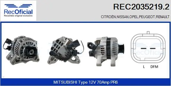 Alternateur RECOFICIAL REC2035219.2