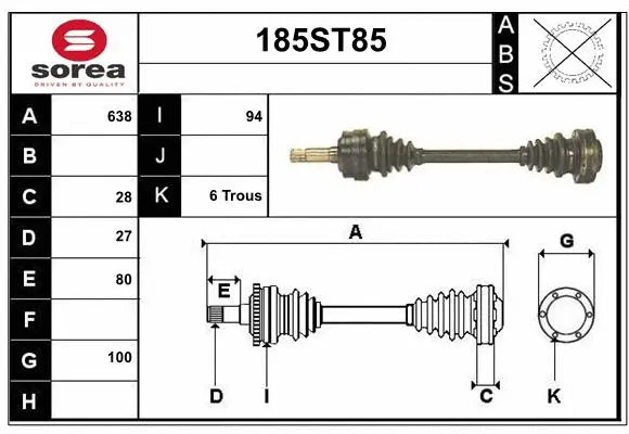 Arbre de transmission STARTCAR 185ST85
