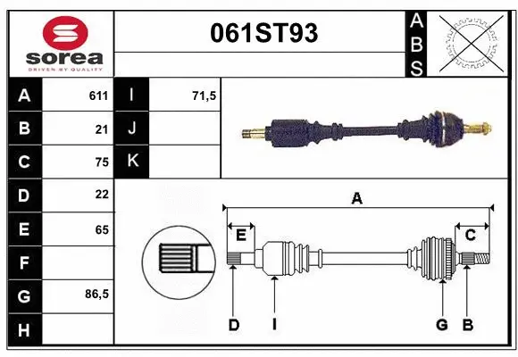 Arbre de transmission STARTCAR 061ST93