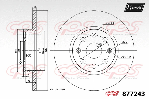 Disque de frein MAXTECH 877243