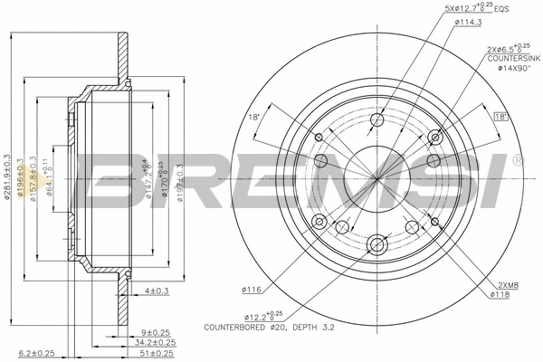 Disque de frein BREMSI CD7894S