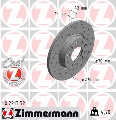 Disque de frein ZIMMERMANN 110.2213.52