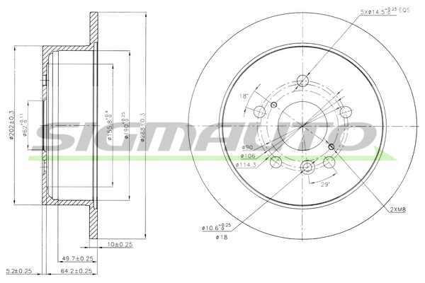 Disque de frein SIGMAUTO DBB545S