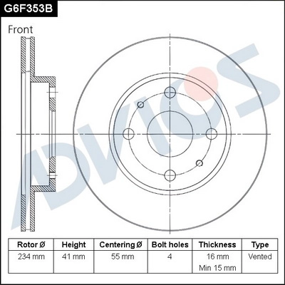Disque de frein ADVICS G6F353B
