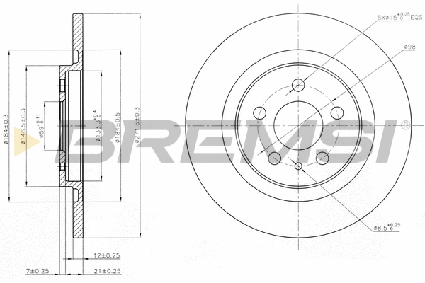 Disque de frein BREMSI CD7181S