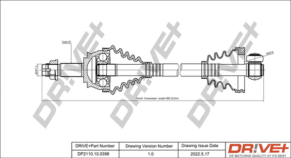 Arbre de transmission Dr!ve+ DP2110.10.0398