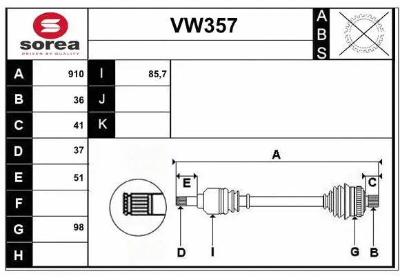 Arbre de transmission SERA VW357