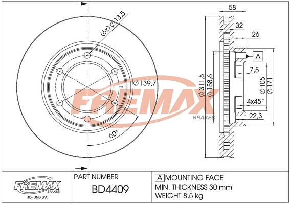 Disque de frein FREMAX BD-4409