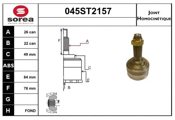 Jeu de joints, arbre de transmission STARTCAR 045ST2157