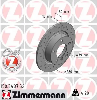 Disque de frein ZIMMERMANN 150.3487.52