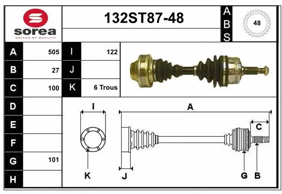 Arbre de transmission STARTCAR 132ST87-48