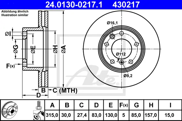 Disque de frein ATE-APAC 24.0130-0217.1