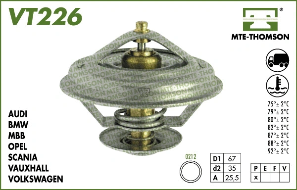 Thermostat, liquide de refroidissement MTE-THOMSON VT226.80