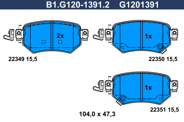Kit de plaquettes de frein, frein à disque GALFER B1.G120-1391.2