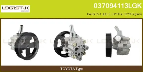 Pompe hydraulique, direction LGK 037094113LGK