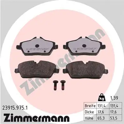 Kit de plaquettes de frein, frein à disque ZIMMERMANN 23915.975.1
