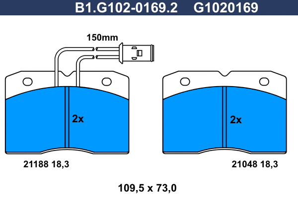 Kit de plaquettes de frein, frein à disque GALFER B1.G102-0169.2