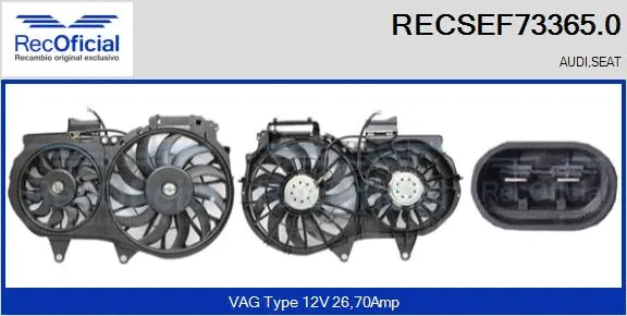 Ventilateur, refroidissement du moteur RECOFICIAL RECSEF73365.0