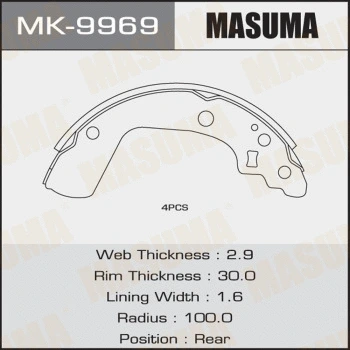 Jeu de mâchoires de frein MASUMA MK-9969