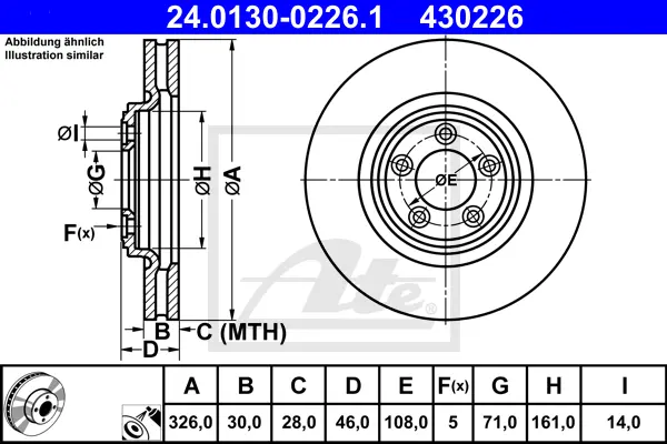 Disque de frein ATE-APAC 24.0130-0226.1