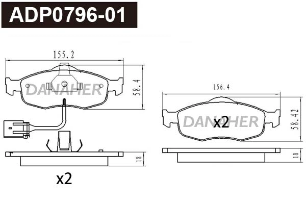 Kit de plaquettes de frein, frein à disque DANAHER ADP0796-01
