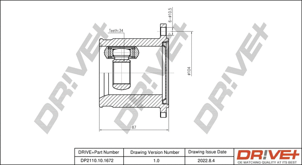 Jeu de joints, arbre de transmission Dr!ve+ DP2110.10.1672
