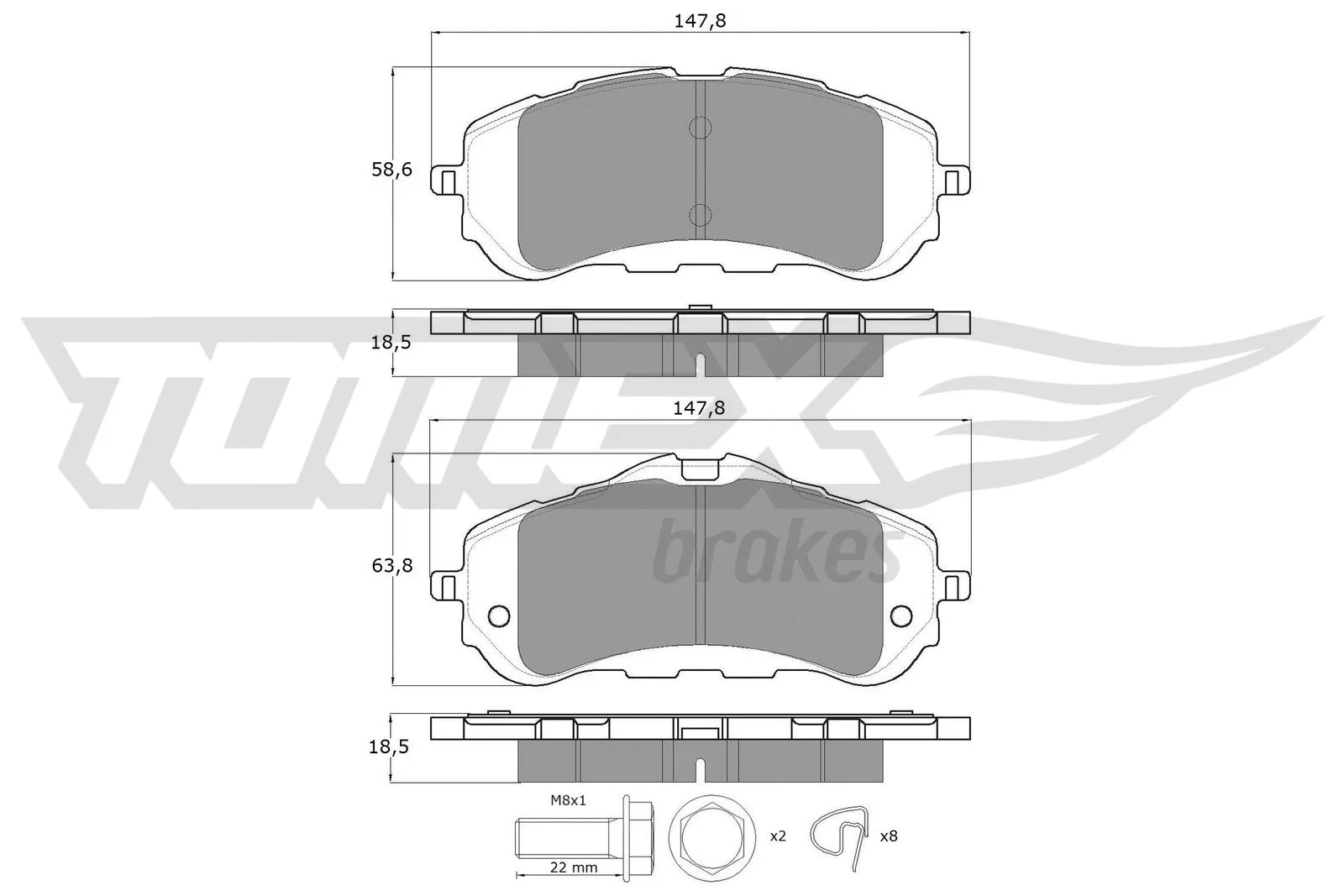 Kit de plaquettes de frein, frein à disque TOMEX Brakes TX 18-38