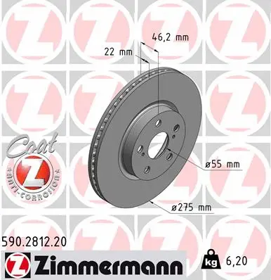 Disque de frein ZIMMERMANN 590.2812.20