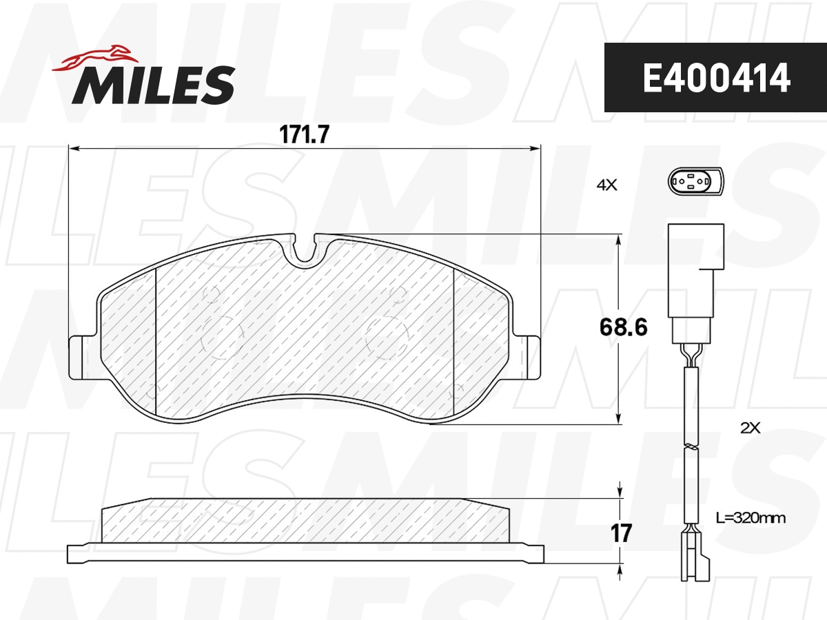 Kit de plaquettes de frein, frein à disque MILES E400414