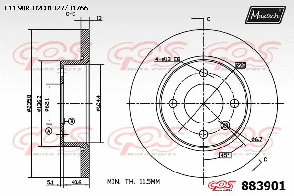 Disque de frein MAXTECH 883901