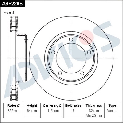 Disque de frein ADVICS A6F229B