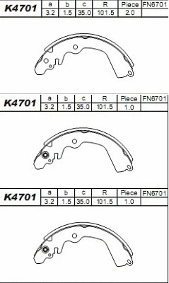 Jeu de mâchoires de frein ASIMCO K4701