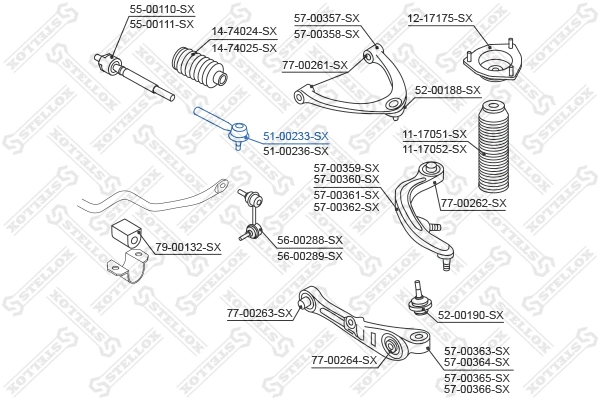 Rotule de barre de connexion STELLOX 51-00233-SX