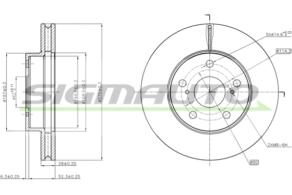 Disque de frein SIGMAUTO DBC634V