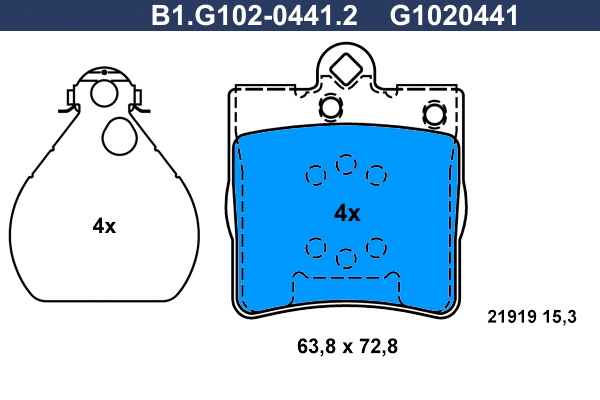 Kit de plaquettes de frein, frein à disque GALFER B1.G102-0441.2