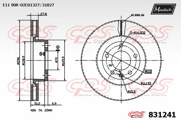 Disque de frein MAXTECH 831241
