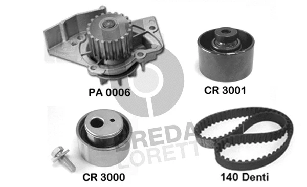 Pompe à eau + kit de courroie crantée BREDA LORETT KPA0358A