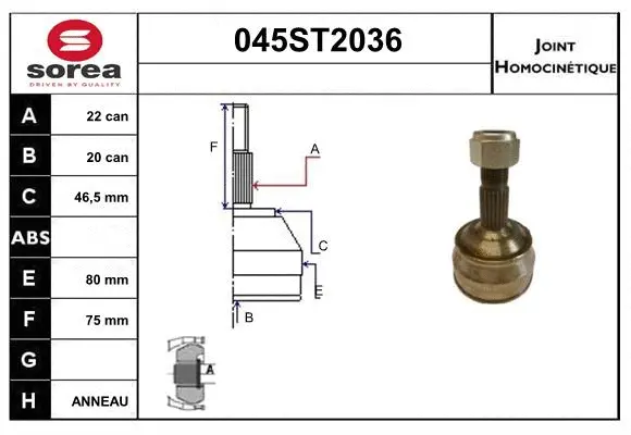 Jeu de joints, arbre de transmission STARTCAR 045ST2036