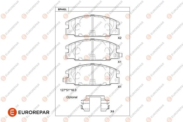 Kit de plaquettes de frein, frein à disque EUROREPAR 1681210980