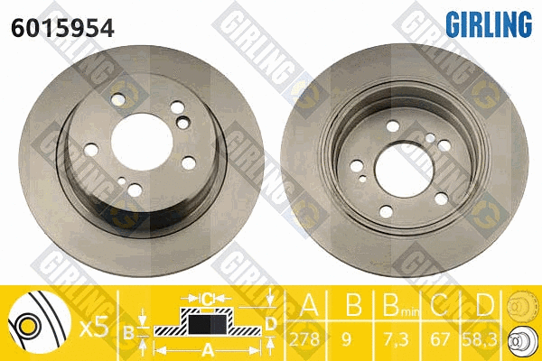Disque de frein GIRLING 6015954